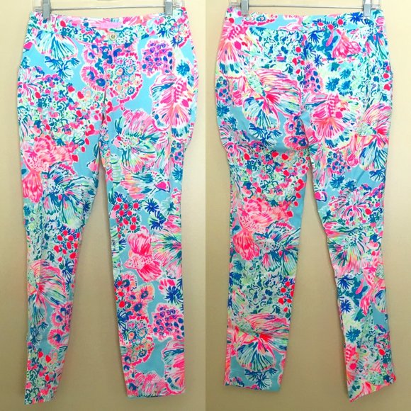 Lilly Pulitzer Serene Blue Gypsea Alina Slim Pants Size 0 Colorful Vacation NWT - Picture 3 of 11